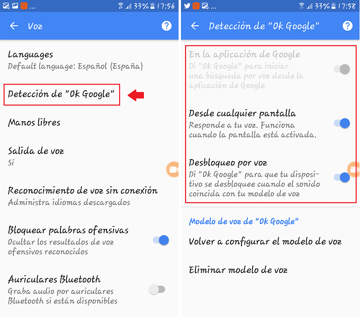 Detección OK Google