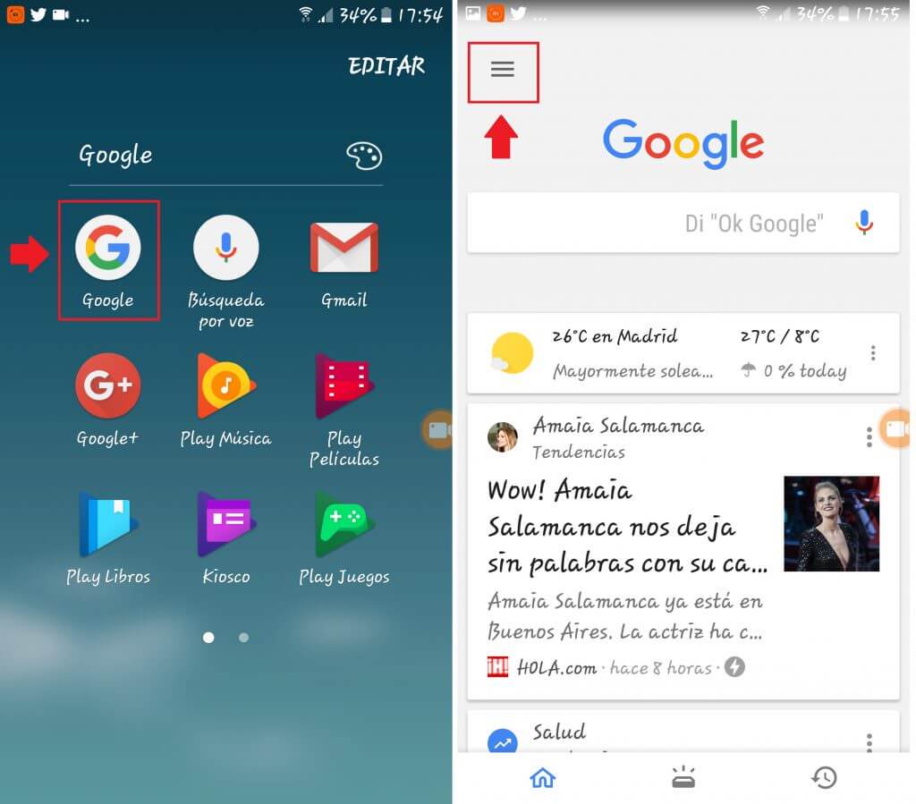 Abrir Google Now